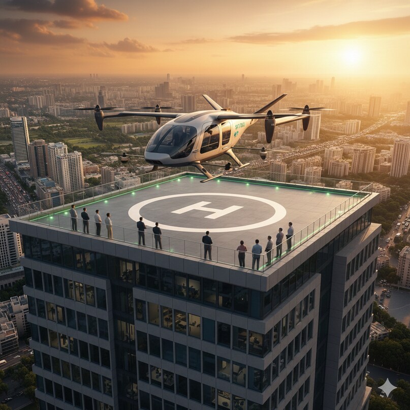 कहां-कहां से उड़ान भरेगी एयर टैक्सी- प्लान के अनुसार इन एयर टैक्सी को उतारने के लिए इमारतों की छत पर छोटे लैंडिंग पैड बनेंगे, जिन्हें वर्टीपोर्ट कहते हैं. ऑफिस, हॉस्पिटल, एयरपोर्ट, हर जगह पर उतर-चढ़ सकते हैं. जमीन पर ज्यादा जगह की जरूरत नहीं पड़ेगी. इसके लिए सीआईआई और कई कंपनियां जैसे The ePlane Company, Sarla Aviation, Hunch Mobility आदि मिलकर काम कर रही हैं. 