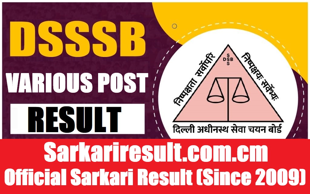 DSSSB Various Post Result 2026 out