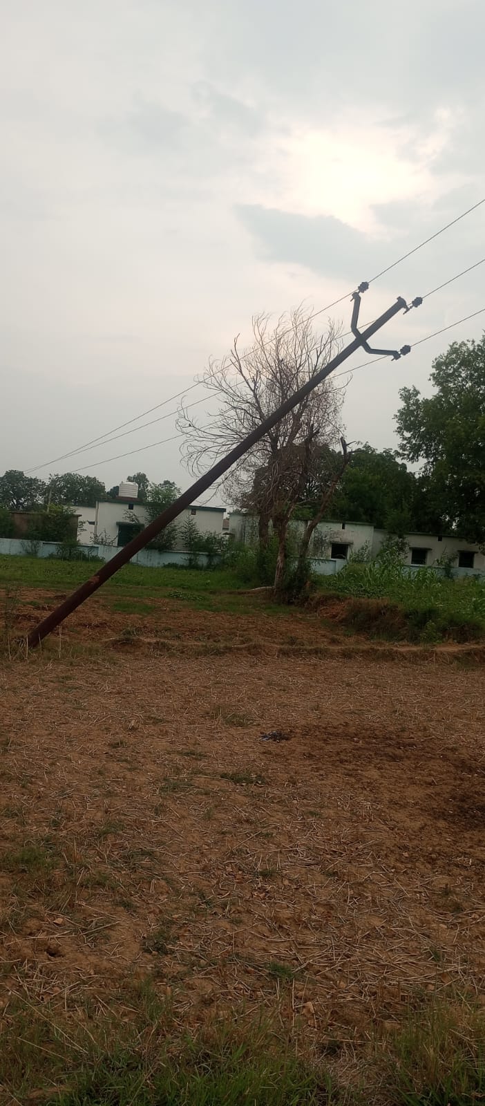 खेत में मौत का खतरा बना जर्जर बिजली पोल, शिकायतों के बावजूद विभाग मौन