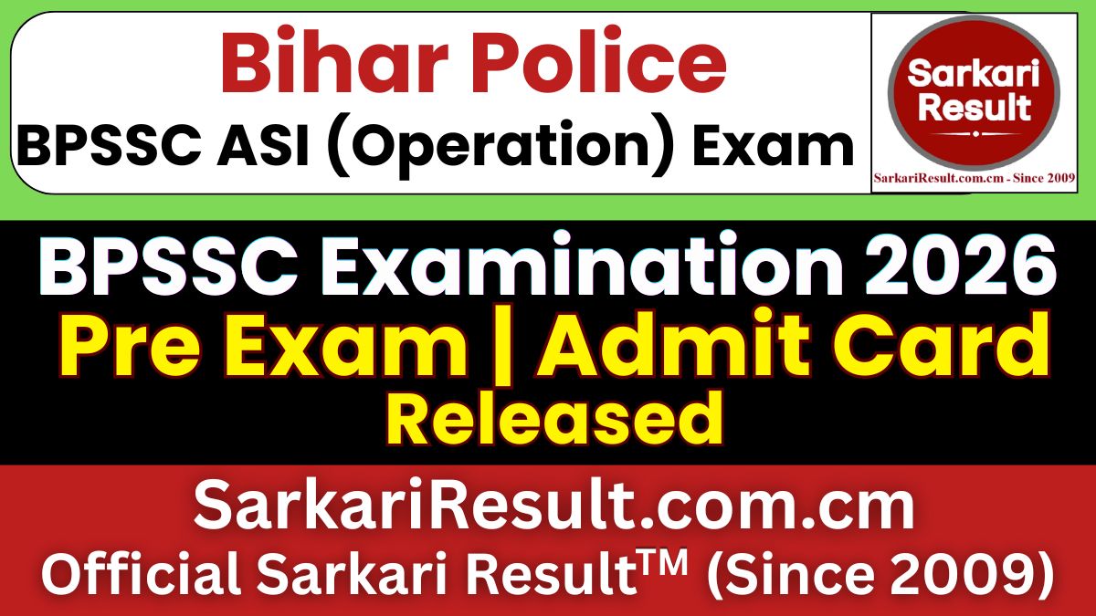 Bihar Police BPSSC ASI (Operation) Exam Date 2026 Out