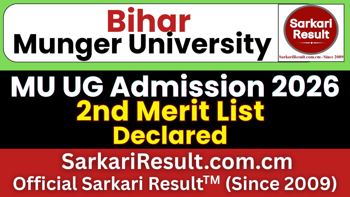 Munger University UG 2nd Merit List 2026 Out