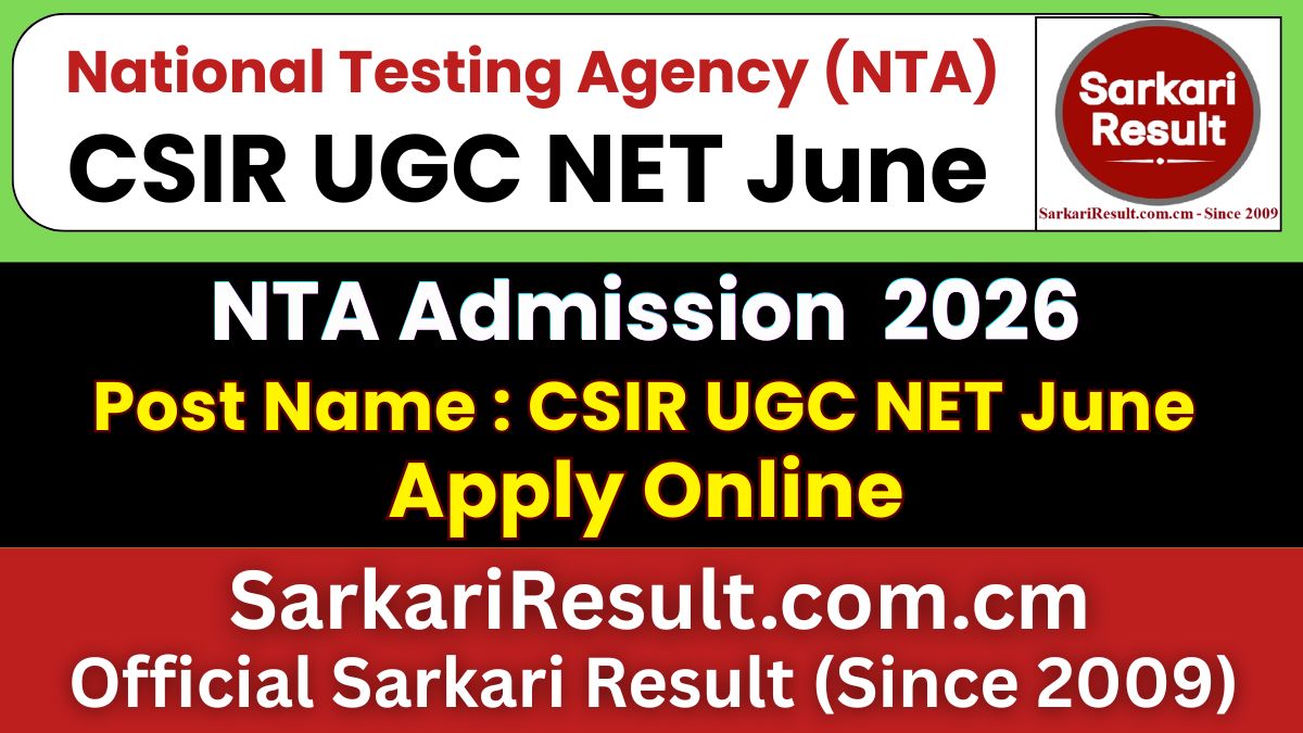 NTA CSIR UGC NET June Correction / Edit Form 2026