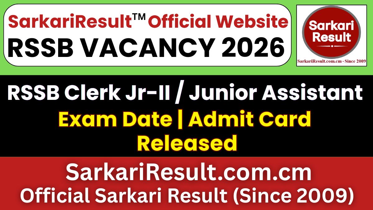 RSSB Clerk Jr-II / Junior Assistant Exam City Details 2026 Out
