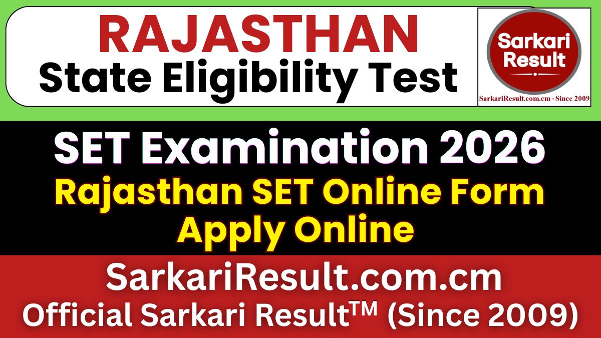 Rajasthan SET Online Form 2026