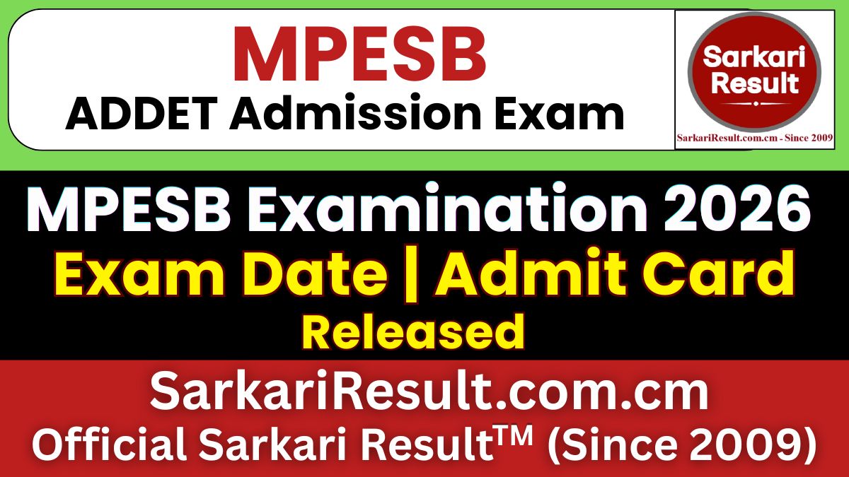 MPESB ADDET Admit Card 2026 Out