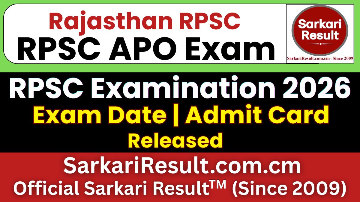 RPSC APO Exam Date 2026 Out