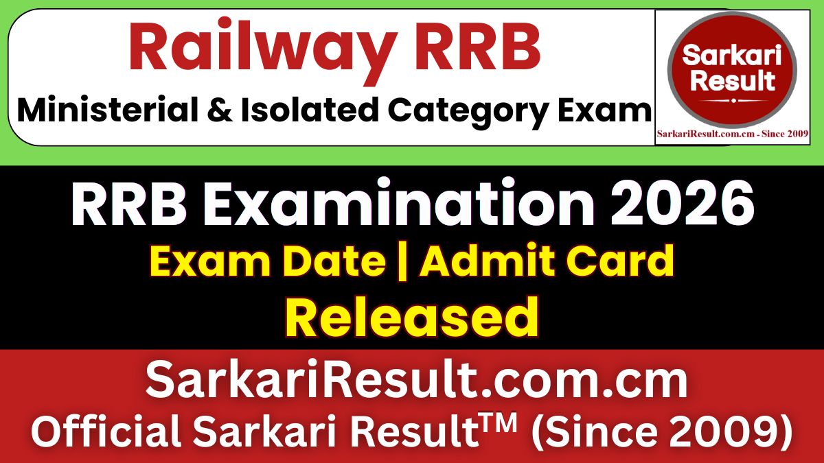 RRB Ministerial & Isolated Category Exam City Details 2026 Out