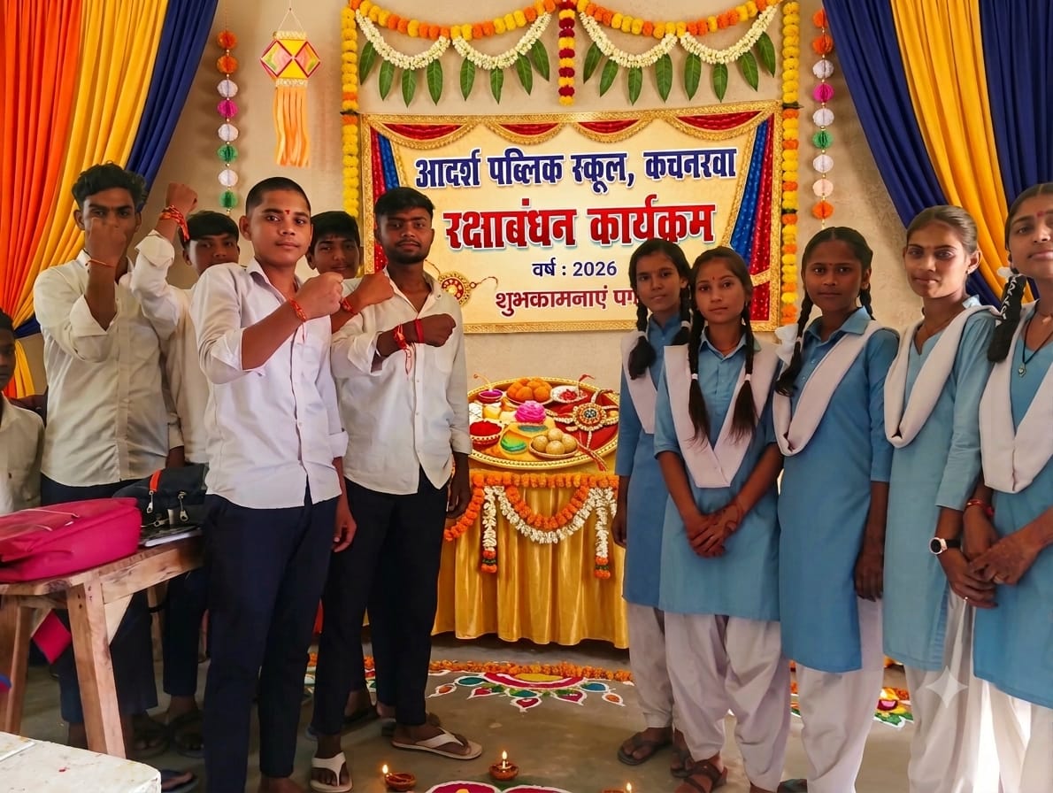 आदर्श पब्लिक स्कूल कचनरवा में धूमधाम से मनाया गया रक्षाबंधन, विद्यार्थियों ने दिया भाईचारे का संदेश